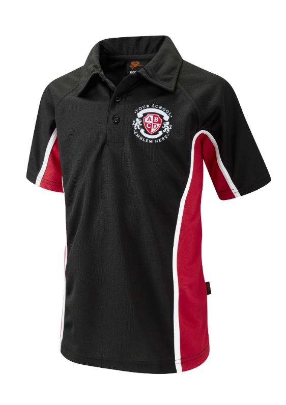 SPIRIT Sports Polo - Black / Scarlett
