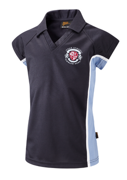 SPIRIT Girls Sports Polo - Navy Blue/Sky Blue