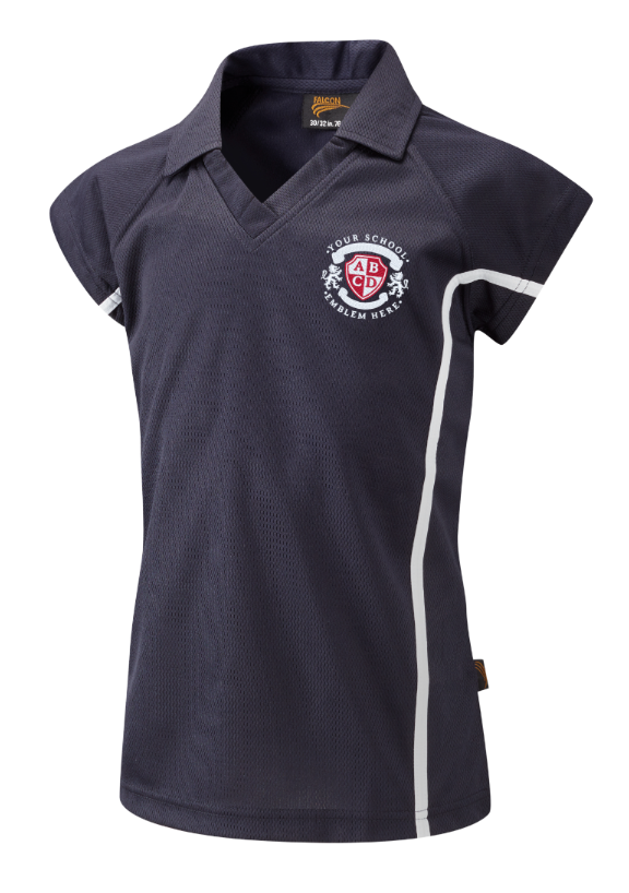 SPIRIT Girls Sports Polo - Navy Blue/White