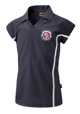 SPIRIT Girls Sports Polo - Navy Blue/White