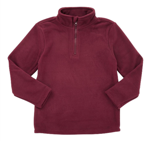 Plain Half Zip Fleece - Burgundy