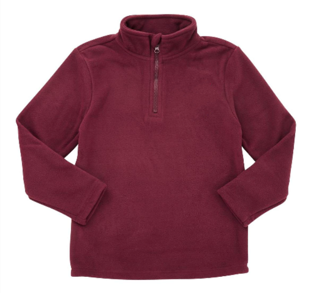 Plain Half Zip Fleece Burgundy My Clothing