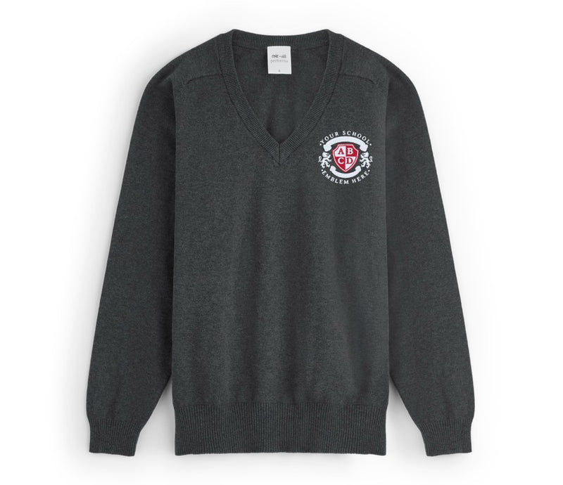 V-Neck Jumper - Grey