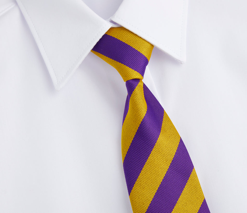 Burleigh Primary School Clip-on Tie, featuring a striped pattern, designed for easy wear with a secure clip-on mechanism.