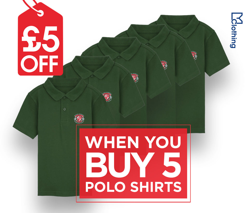5 Pack - Polo Shirt - Bottle Green