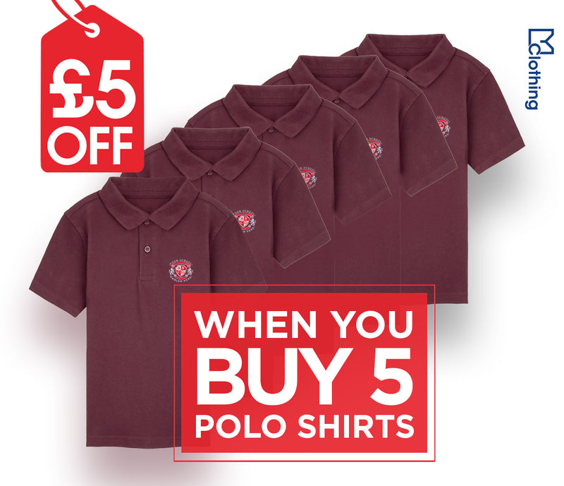 5 Pack - Polo Shirt - Burgundy