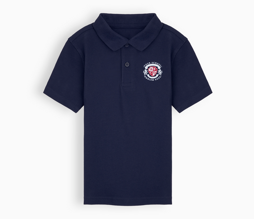 Witherslack Polo Shirt - Navy featuring a ribbed collar, hemmed sleeves, and self-colored buttons, with a visible logo on the front.
