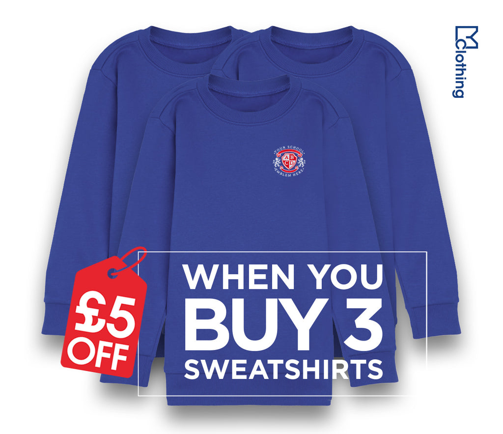 3 Pack - Round Neck Sweatshirt - Bright Royal Blue