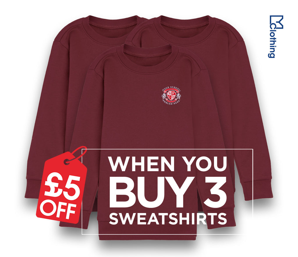 3 Pack - Round Neck Sweatshirt - Burgundy