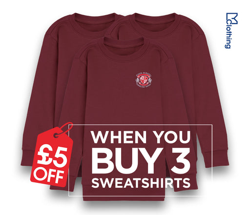3 Pack - Round Neck Sweatshirt - Burgundy