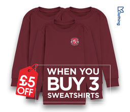 3 Pack - Round Neck Sweatshirt - Burgundy