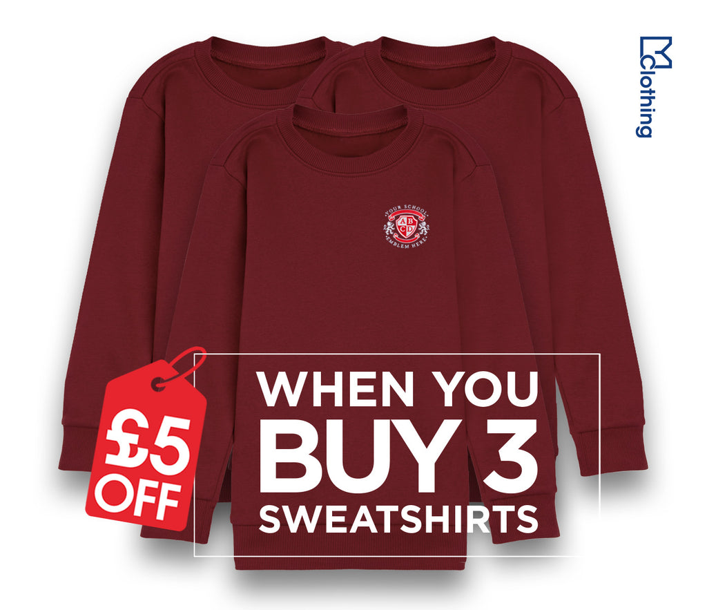 3 Pack - Round Neck Sweatshirt - Claret