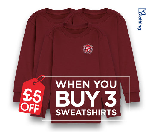 3 Pack - Round Neck Sweatshirt - Claret
