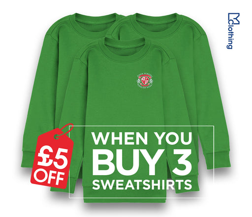 3 Pack - Round Neck Sweatshirt - Emerald Green
