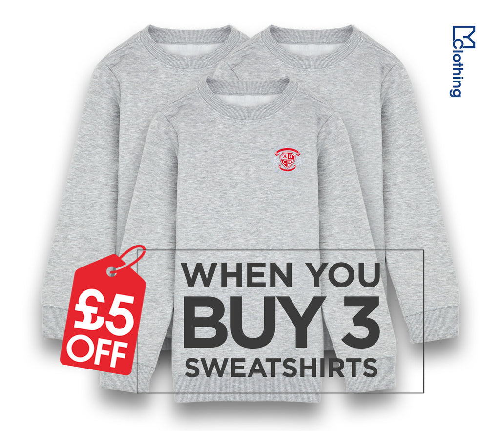 3 Pack - Round Neck Sweatshirt - Grey
