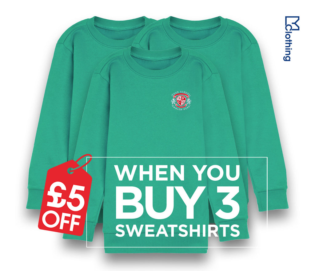 3 Pack - Round Neck Sweatshirt - Jade Green