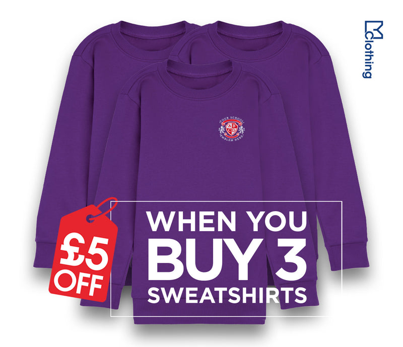 3 Pack - Round Neck Sweatshirt - Purple