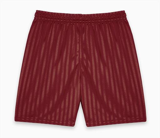 Shadow Stripe Shorts - Burgundy with self-striped pattern, featuring a fully elasticated waist and self-coloured drawstring, offering comfort and style.
