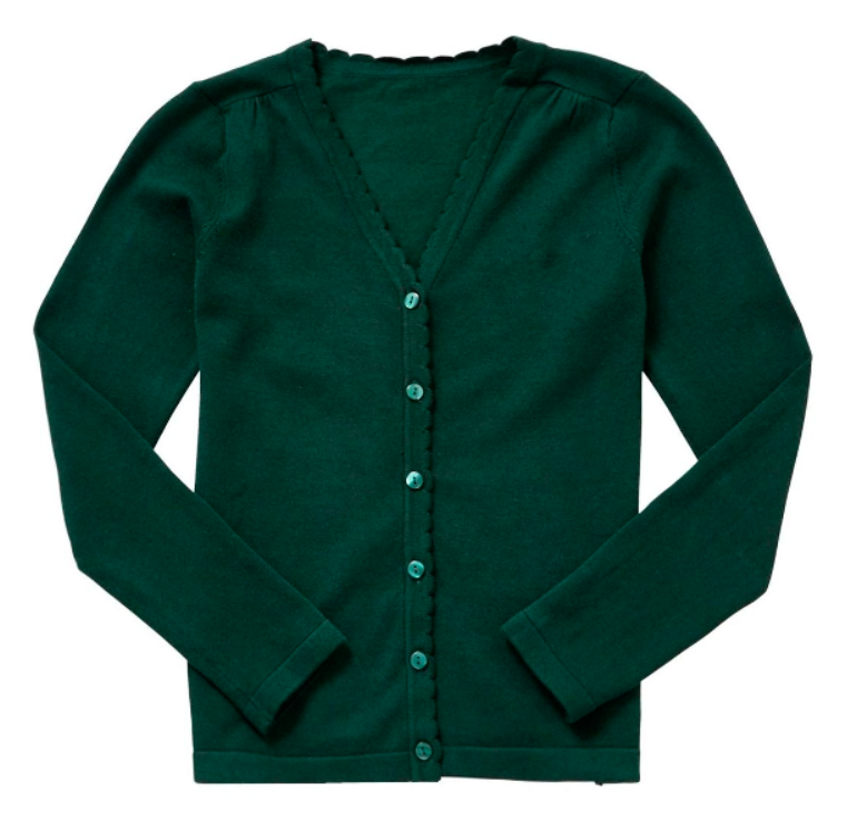 Scallop Edge Cotton Cardigan Bottle Green MyClothing – My Clothing