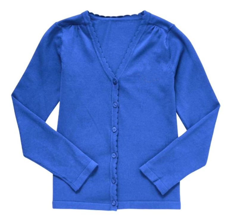 Plain Lightweight Scallop Edge Cotton Cardigan - Bright Royal Blue