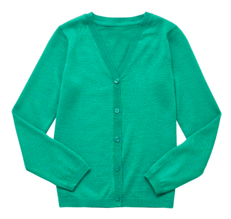 Plain Scallop Edge Cotton Cardigan - Jade Green