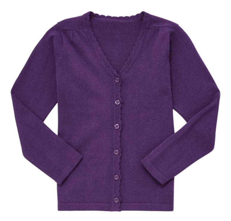 Plain Lightweight Scallop Edge Cotton Cardigan Purple