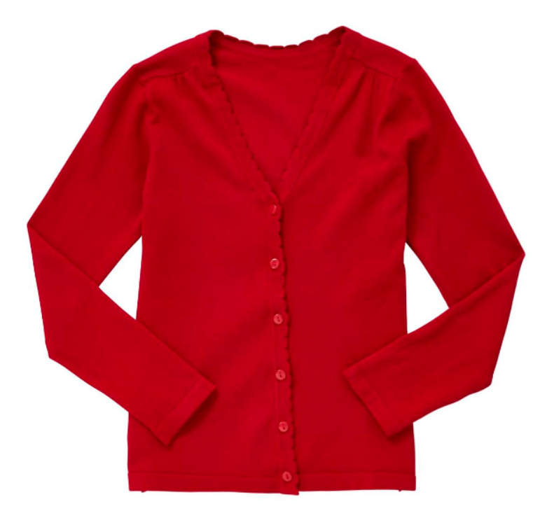 Plain Lightweight Scallop Edge Cotton Cardigan - Red