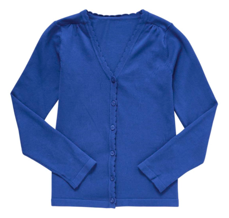 Plain Lightweight Scallop Edge Cotton Cardigan - Royal Blue