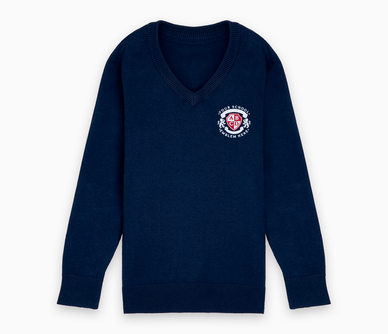 Lightweight V-Neck Cotton Jumper - Navy Blue