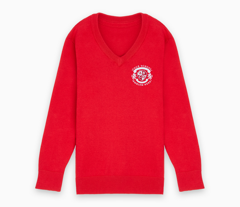 Lightweight V-Neck Cotton Jumper - Red