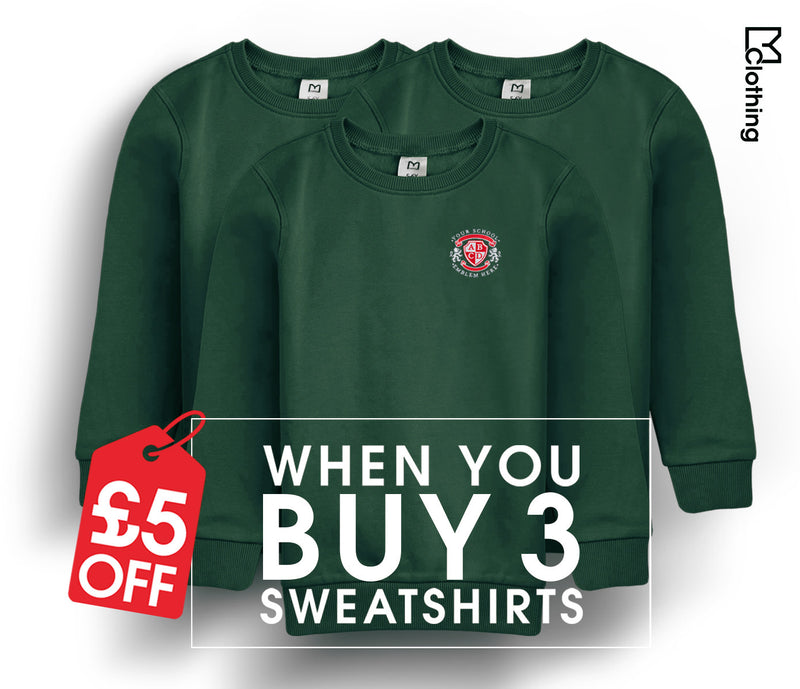 3 Pack - Round Neck Sweatshirt - Bottle Green