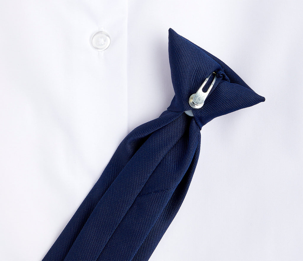 Wheatfield Primary School Clip-on Tie featuring a sleek metal clip, ideal for school uniforms, designed for easy wear and secure fit.