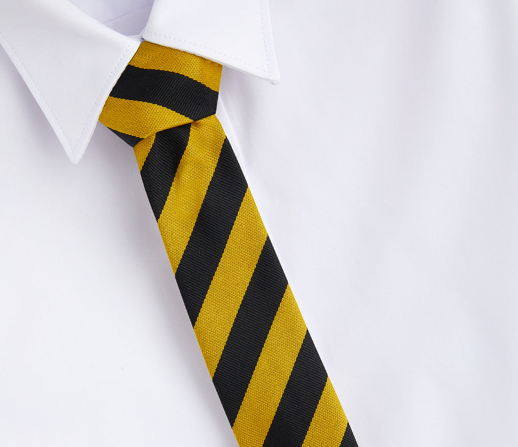 Whyteleafe Primary School Rip-Tape Tie featuring a distinctive striped pattern, designed for easy wear and durability, ideal for Whyteleafe School students.