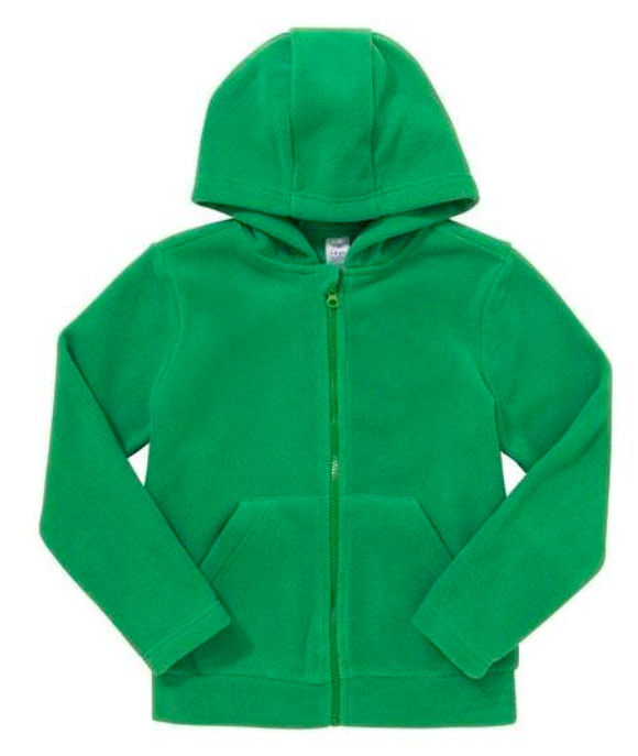 Plain Zip-Through Fleece With Hood - Emerald Green