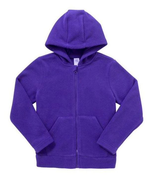 Plain Zip-Through Fleece With Hood - Purple