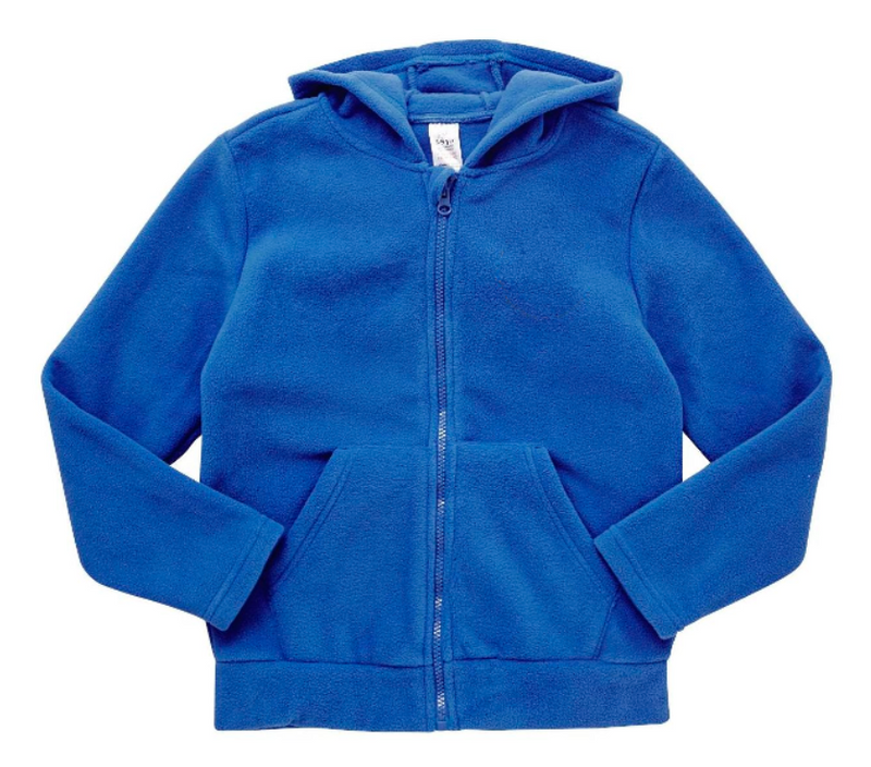 Plain Zip-Through Fleece With Hood - Royal Blue