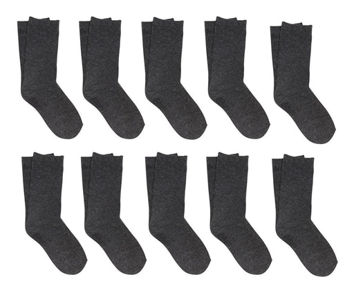 10 Pair Pack Of Ankle Socks - Grey, featuring cotton-rich fabric with anti-bacterial properties, displayed in a neat row showcasing their ankle height design.
