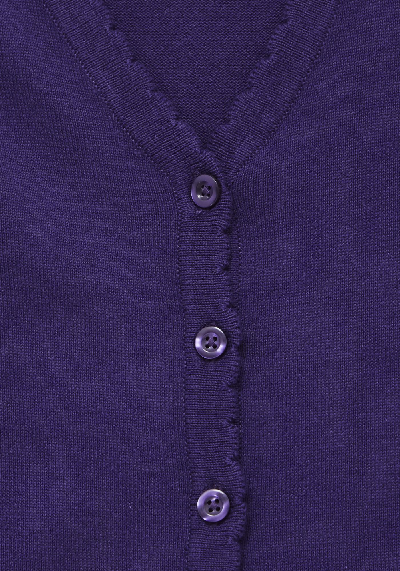 Plain Lightweight Scallop Edge Cotton Cardigan Purple My Clothing