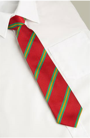 Brockhampton Primary School Clip-on Tie, featuring a close-up view of the polyester fabric with distinct stripe patterns.