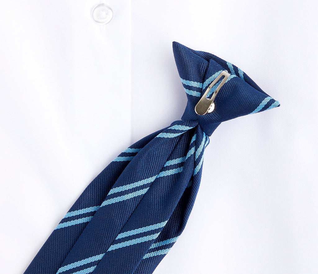 St Katherine's C of E Primary School Clip-on Tie, featuring a striped design, suitable for school uniforms, made of polyester for durability and easy wear.