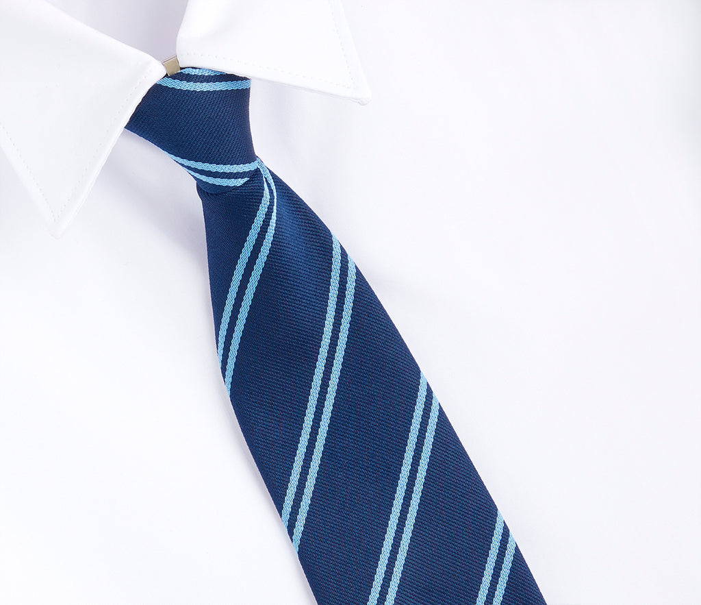 St Katherine's C of E Primary School Clip-on Tie featuring a classic striped design, tailored for ease and style in school uniforms.