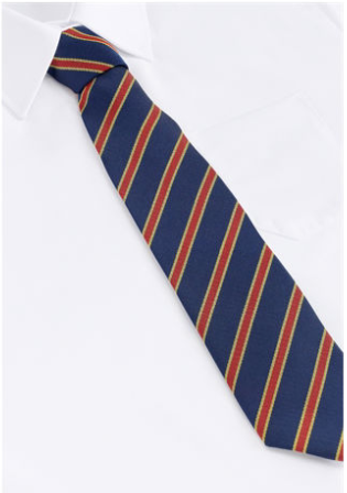 Close-up of St. Peter's C of E Primary School Standard Tie, featuring a striped pattern, designed for students of St. Peter's C of E Primary School.