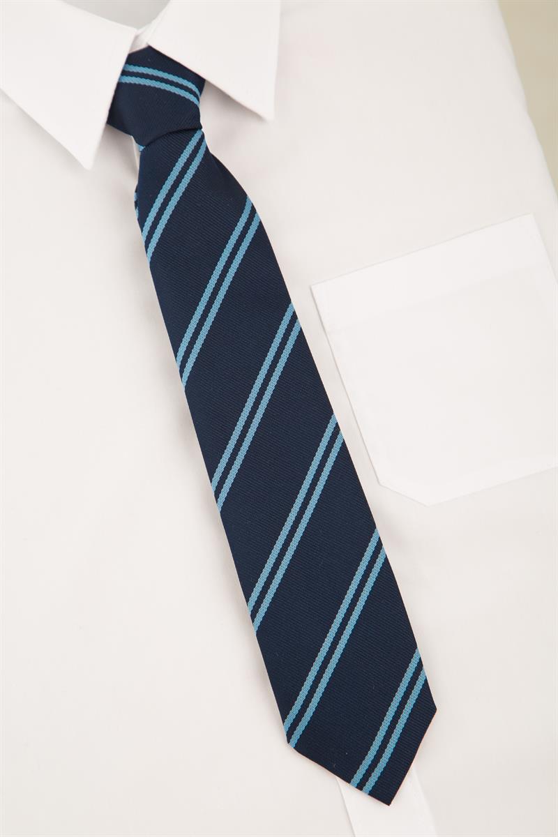 Woodlea Primary School Clip-on Tie featuring a striped design, ideal for school uniforms.