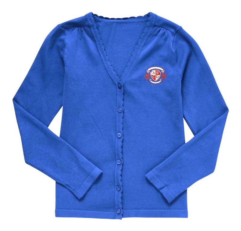 Lightweight Scallop Edge Cotton Cardigan - Royal Blue