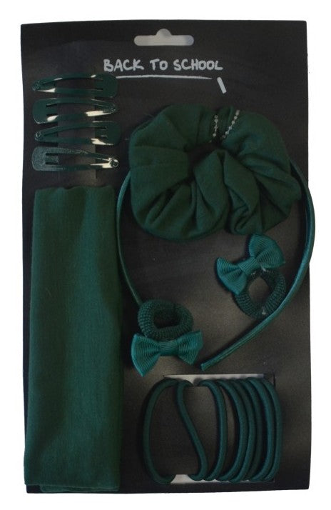 Large School Hair Set Bottle Green