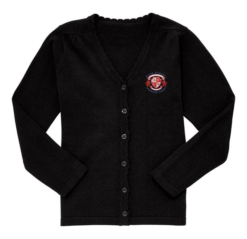 Lightweight Scallop Edge Cotton Cardigan - Black