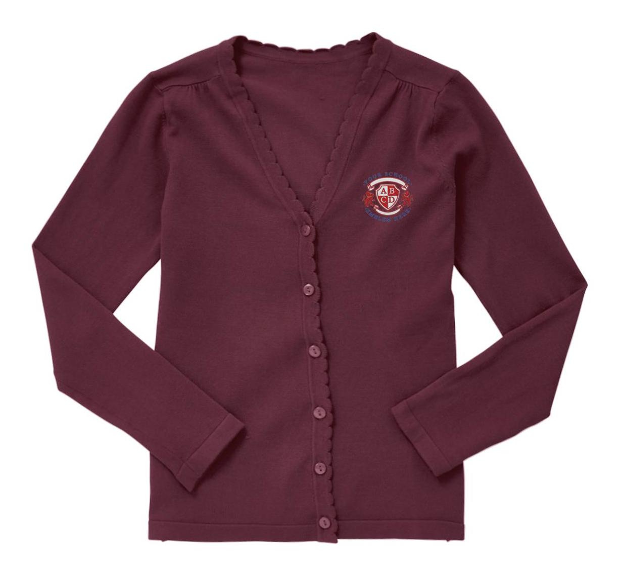 Girls burgundy school on sale cardigan