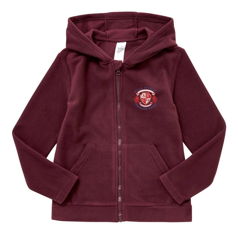 Zip-Through Fleece With Hood - Burgundy